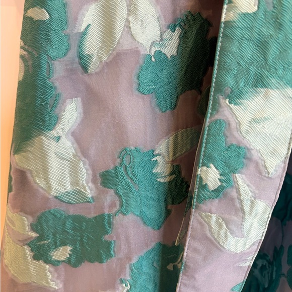 Elegant Abbey Glass Floral Organza Maxi Dress in Teal and Gray - Picture 2 of 4